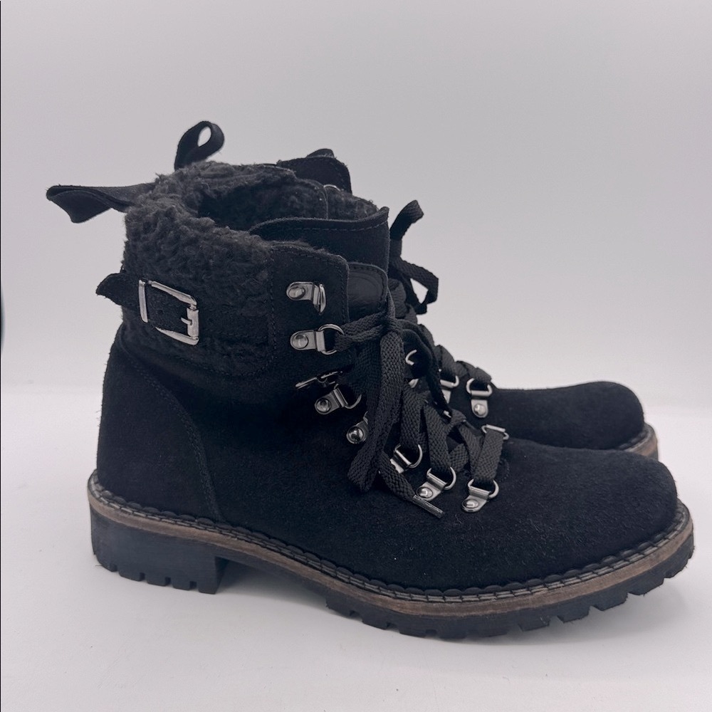Womens Pajar waterproof impermeable suede winter boots black,side zipper sz9-9.5